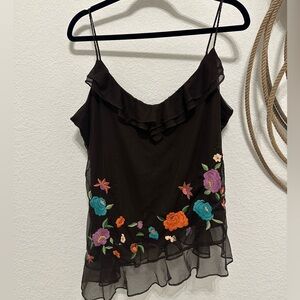 ✨ Vintage Y2K I.C.E. Floral Embroidered Mesh Cami ✨